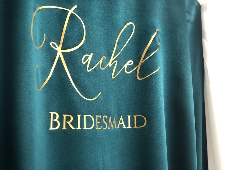 Personalised Bridal robe, Wedding Dressing Gown, Bridesmaid Wedding Robe with Satin and Lace Bridal Robes in standard and plus sizes image 5