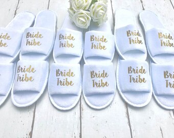 Bride Tribe Slippers | Bridesmaid slippers | Hen Party Slippers| Personalised Spa Slippers |Hen Do Slippers | Wedding Slippers |Spa Slippers