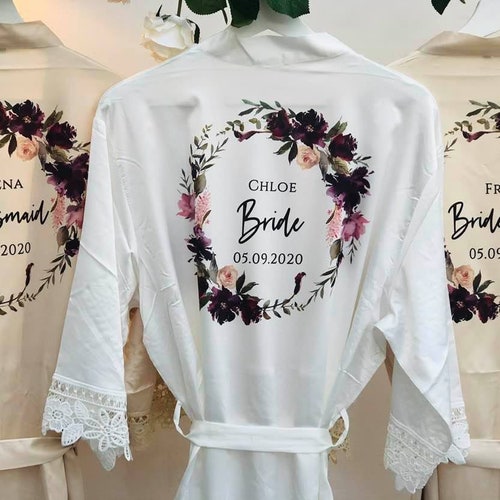 Personalised Bridesmaid Robes Wedding Dressing Gown Floral Etsy UK