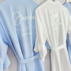 Sky Blue Pattern Robe Sky Blue Bridesmaid Robe – Personalised Ruffle Bridal Party Dressing ...