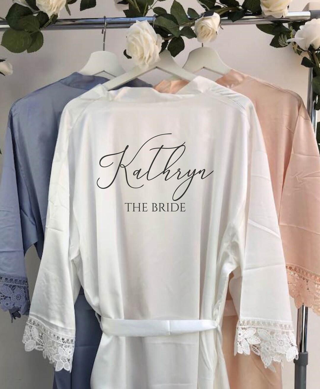 Personalised Bridal Robe, Wedding Dressing Gown, Bridesmaid Wedding ...