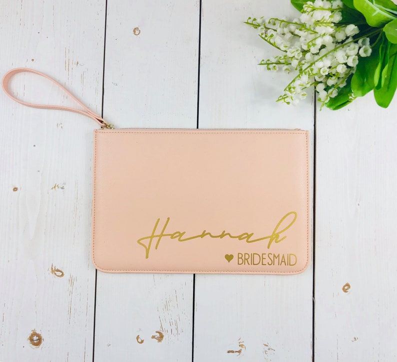 personalised bridesmaid clutch bag