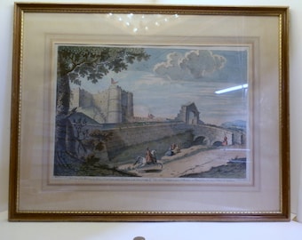 Print of The entrance to Carisbrooke Castle, the historic motte-and-bailey castle near Newport, Isle of Wight.