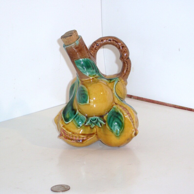 Continental Majolica Pomegranate figurative jug 6 inch/'s tall.