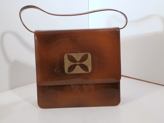 1970's Classic  handbag truly hip, Brown glaze lo… - image 1