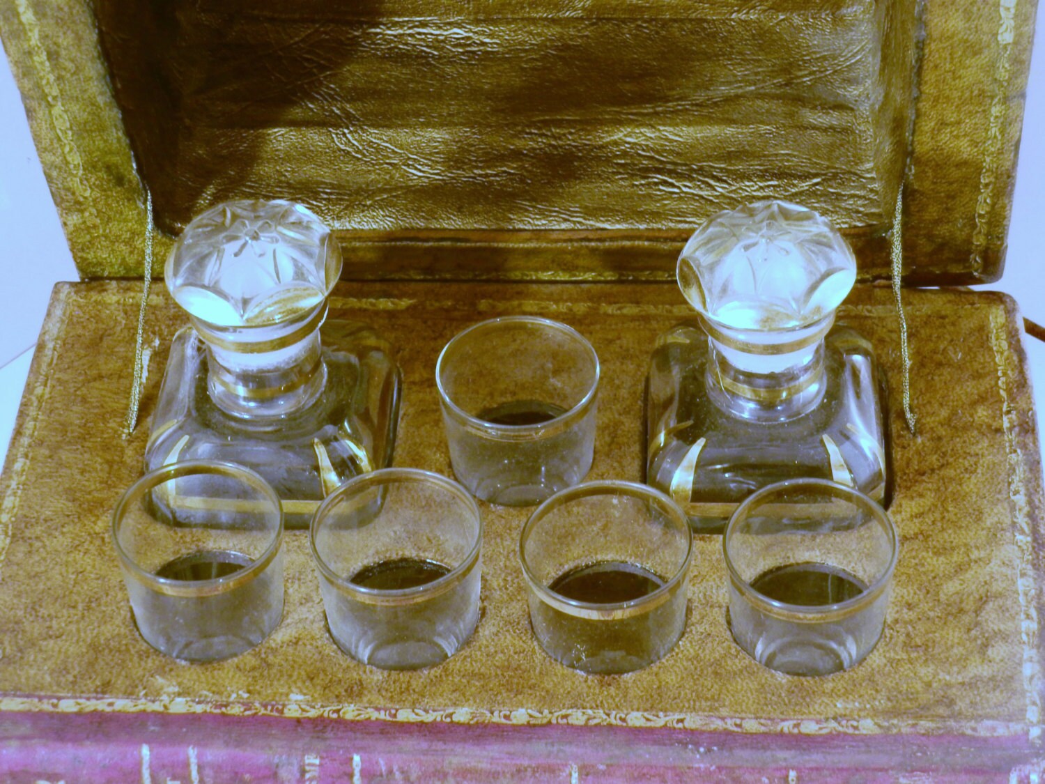 Vintage Hidden Book Bar Decanter set Etsy