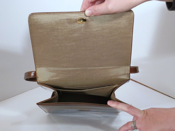 1970's Classic  handbag truly hip, Brown glaze lo… - image 3
