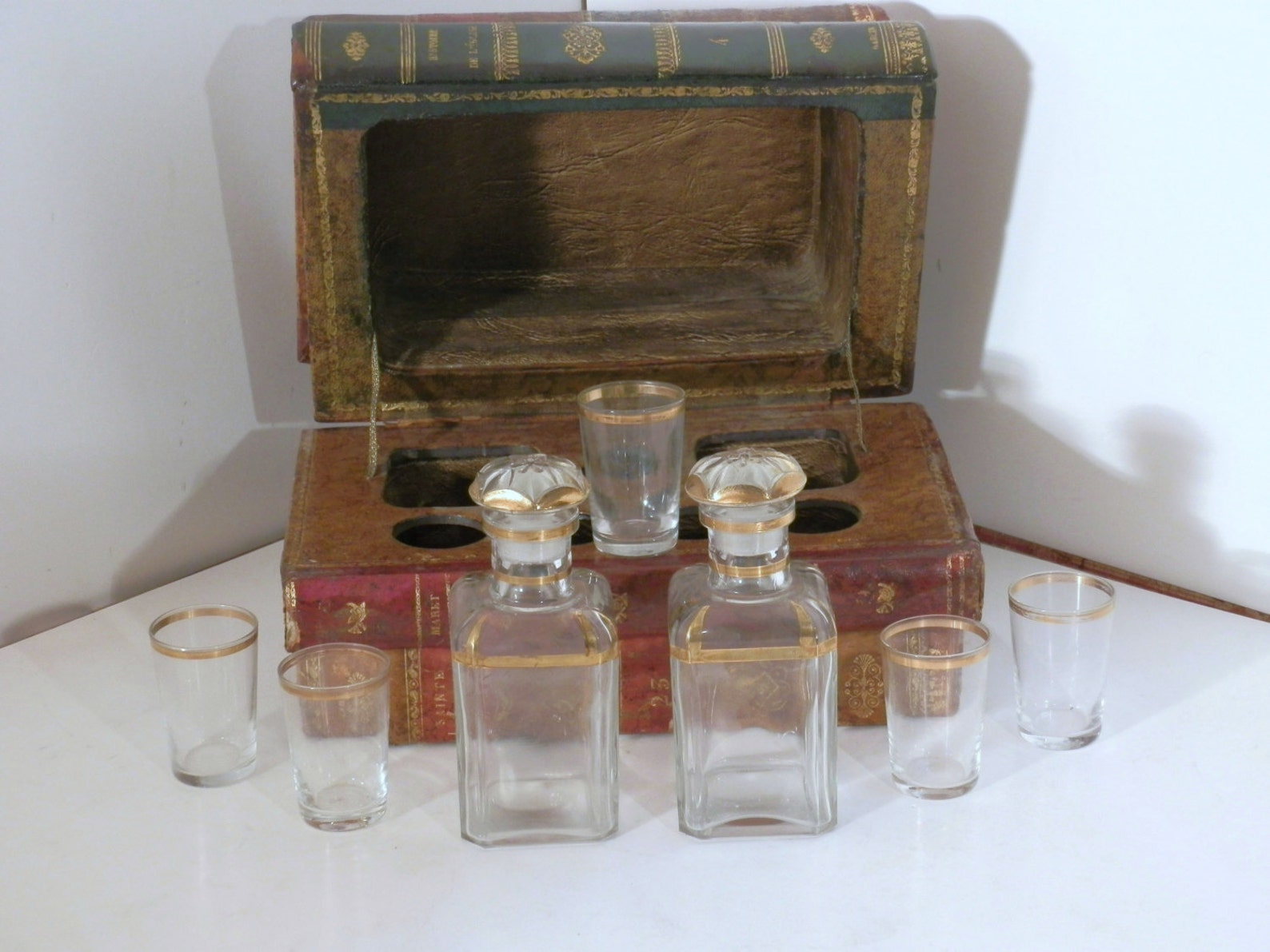 Vintage Hidden Book Bar Decanter set Etsy
