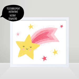 Shooting Star, Star, Star poster, Star decoration, Star art, nursery wall art, kid wall art, star illustration, star printable, cute star