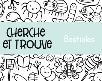 Find and count Cute bugs, printable activity, bugs coloring page, kids printable activity, digital coloring page