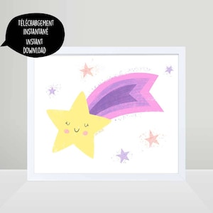 Shooting Star, Star, Star poster, Star decoration, Star wall art, nursery wall art, kid wall art, purple star, star printable, cute star