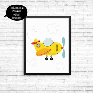 plane, nursery art, printable art, nursery decor, kids poster, digital print, wall art, printable decor, kids room decor, julie cossette