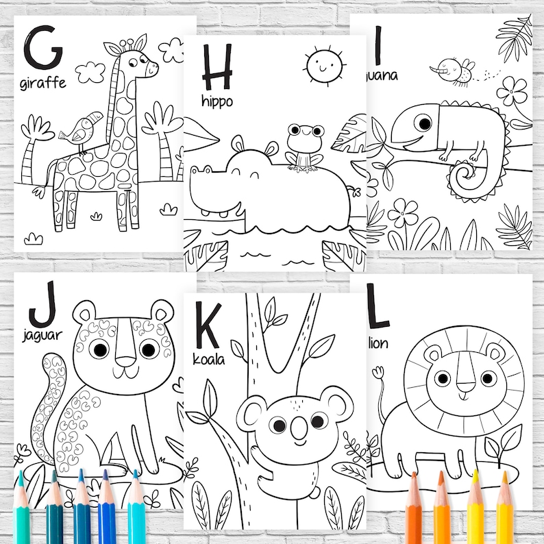 Download Alphabet ENGLISH coloring book wild animals colorings | Etsy