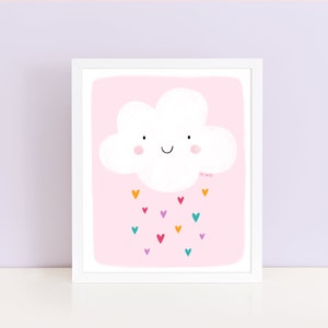 Rosa Wolke, Deco Wolke, Poster Wolke, Poster Wolke, Kinder Poster, Kinder Poster, Kinderzimmer Plakat, Nurserie Poster, Kunstwolke