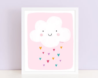 Pink cloud, cloud poster, cloud decor, cloud art, cloud wall art, printable cloud, kid room decor, nursery wall art, cloud printable art