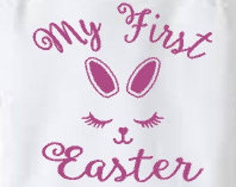 My First Easter, Girl First Easter, Flocked Easter, Easter Bodysuit Design, Easter Bunny