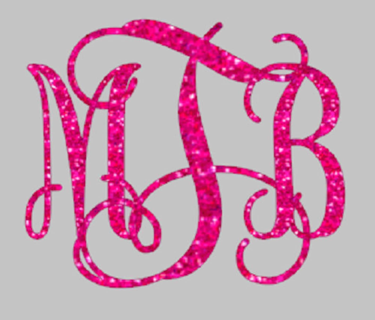 Glitter Monogram Iron On Iron on Name Glitter Heat Transfer Etsy