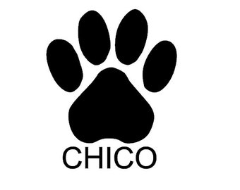 Personalized Dog Name,  Dog Paw Print Vinyl Decal, Vinyl Dog Decal, Paw Print Decal