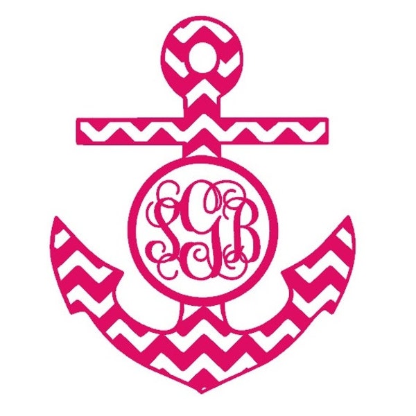 Chevron anchor monogram decal, chevron monogram, chevron car decal, laptop sticker, chevron sticker