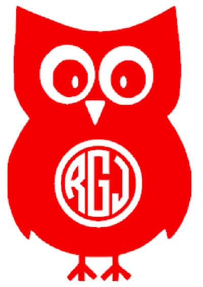 Circle Monogram Owl vinyl decal, Monogram owl, circle car sticker, owl decor