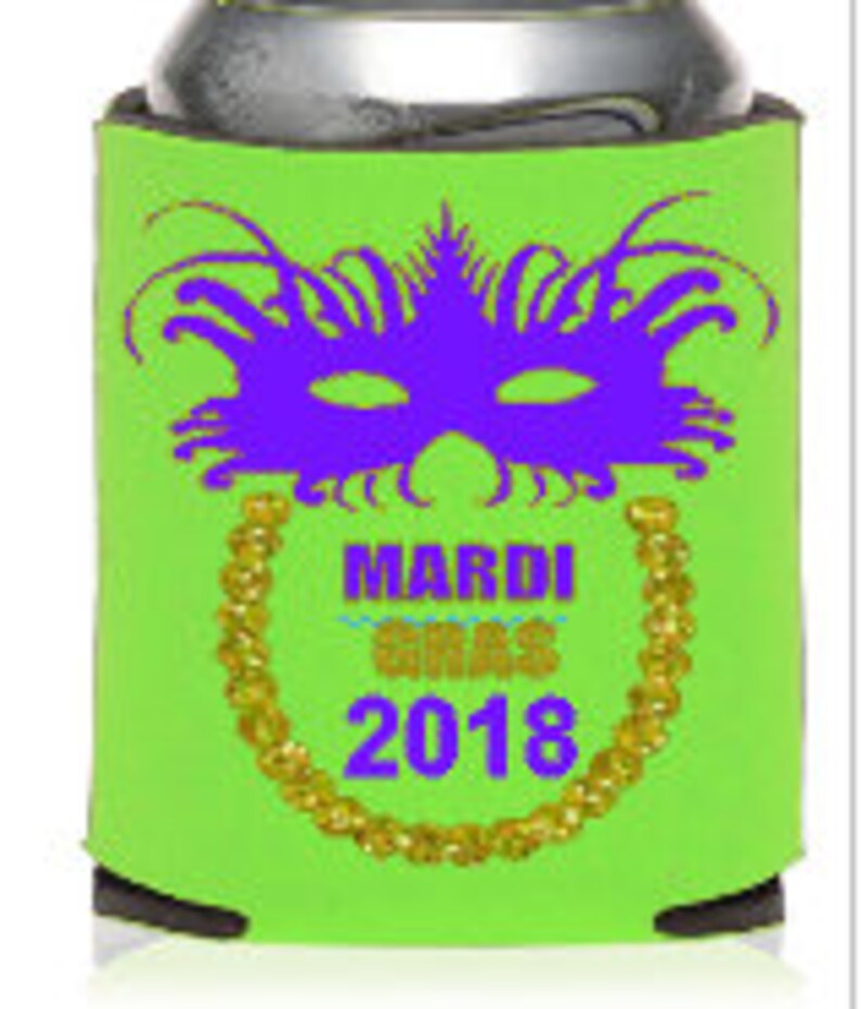 mardi gras bottle koozie