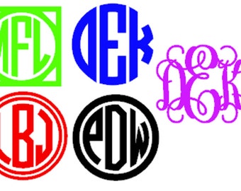 2 inch monogram, vine font monogram,  phone charger monogram decal, phone sticker, monogrammed sticker, circle monogram, initials sticker