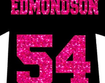 Jersey Name & Number, Custom Heat Transfer, Personalized Glitter iron on,  DIY football jersey, DIY Basket ball jersey, DIY soccer,  hockey