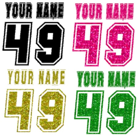 Jersey Name & Number, Custom Heat Transfer, Personalized Glitter iron…