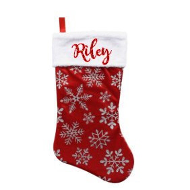 Personalized Christmas Stocking, Personalized Christmas Stockings, Glitter name, Glitter snowflake Stocking, Personalized Snowflake Stocking image 2