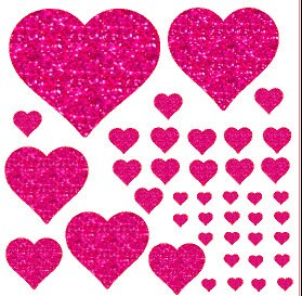 Set of 10 Hearts Glitter Iron Os , Heart Heat Transfer Vinyl, Here Appliqué  , Glitter Iron On, Glitter Hearts 