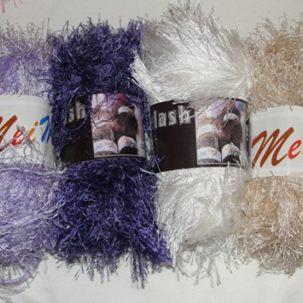MeiMei EyeLash Yarn*Like Fun Fur*100% Polyester *57 yd skeins*DeStash Lot*#5 Weight