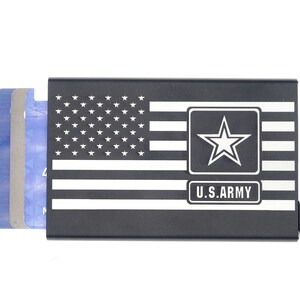 ARMY flag / Military Aluminum RFID Blocking Credit Card Case Holder W/ Pop-up