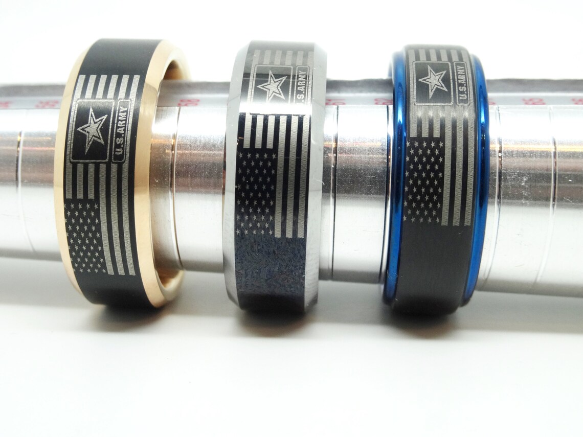 Mens Tungsten US Army / Flag Ring Etsy