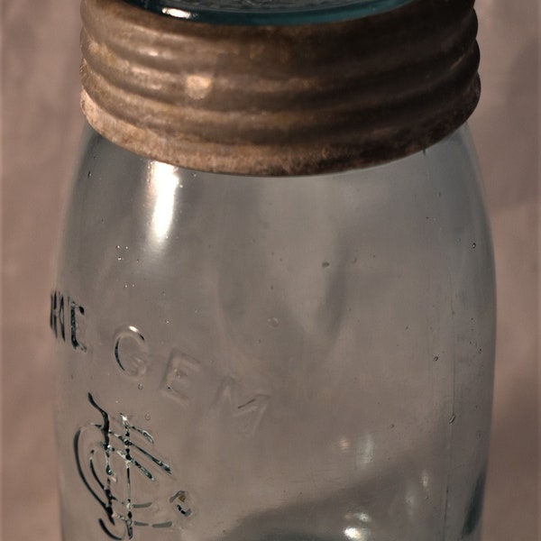 CFJ The Gem Aqua Quart Canning Jar with Appropriate Aqua Insert