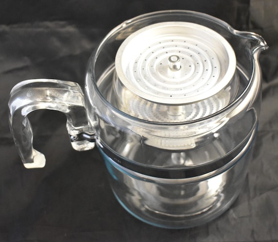 Pyrex, 9 Cup Glass Flameware Coffee Percolator / Pot Complete 