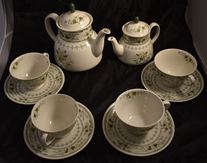 Tea Set Royal Doulton 'provencal' 2 Teapots 4 Cups Etsy