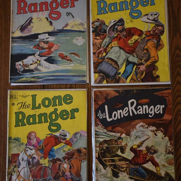 4 Dell Golden Age "Lone Ranger" Canadian Edition Comics, # 24/29/30/32