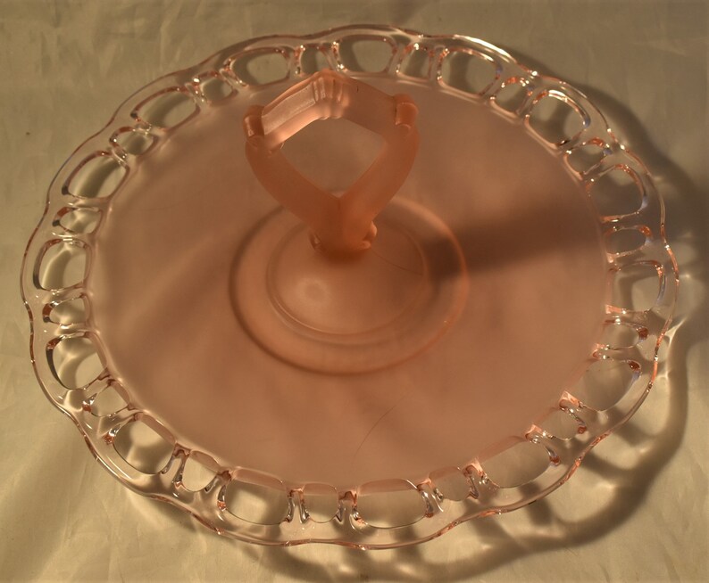 Lancaster Satin Pink Depression Glass Open Work Tray/platter Etsy
