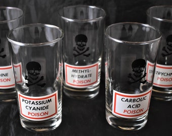 Set of 5 Dominion Glass Poison Highball Glass Tumblers, 1950s, RARE