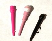 Vintage 1980s 1990s Barbie 12 quot Fashion Doll Miniature 1 6 Scale Mini Selection of 3 Long Microphones Rock Star American Idol AGT Superstar