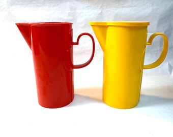 Vintage 1970s Dansk Gourmet Designs Choice of 2 Red and Yellow Iconic Plastic Pitchers/Bold and Beautiful/Danish Modern Joy Joy