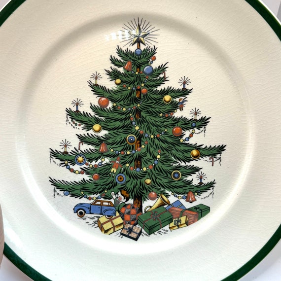 【30年前レトロ貴重】  プレートChristmas Vintage 1930s Plummer New York Christmas Dinner Plates/classic