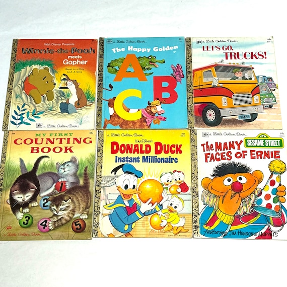 Vintage 1970s Choice of 6 Little Golden Books/trucks/abcs/ernie