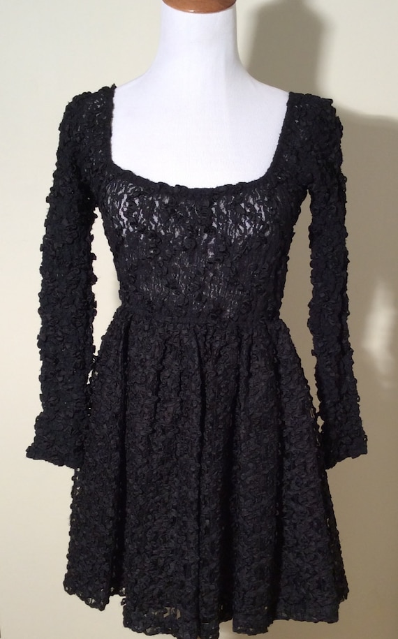 anna sui black lace dress