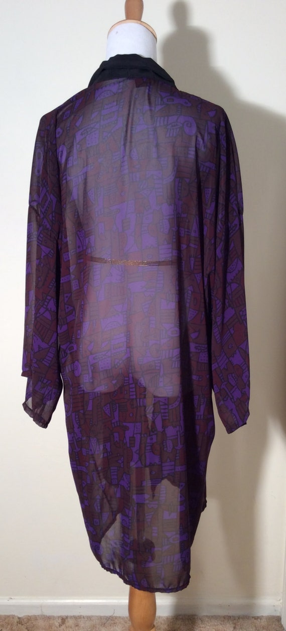 Vintage Early 1990s Sheer Purple and Black Artist… - image 4