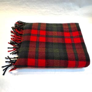 Vintage 1960s Pendelton Red and Green Plaid Wool Throw Blanket/70 x 58 inches/Warm and Cozy Times for You and Yours