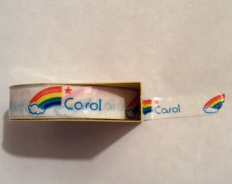 Vintage 1980s Sticker Tape 'Carol' Name, Rainbow, Washi Tape, WOW!