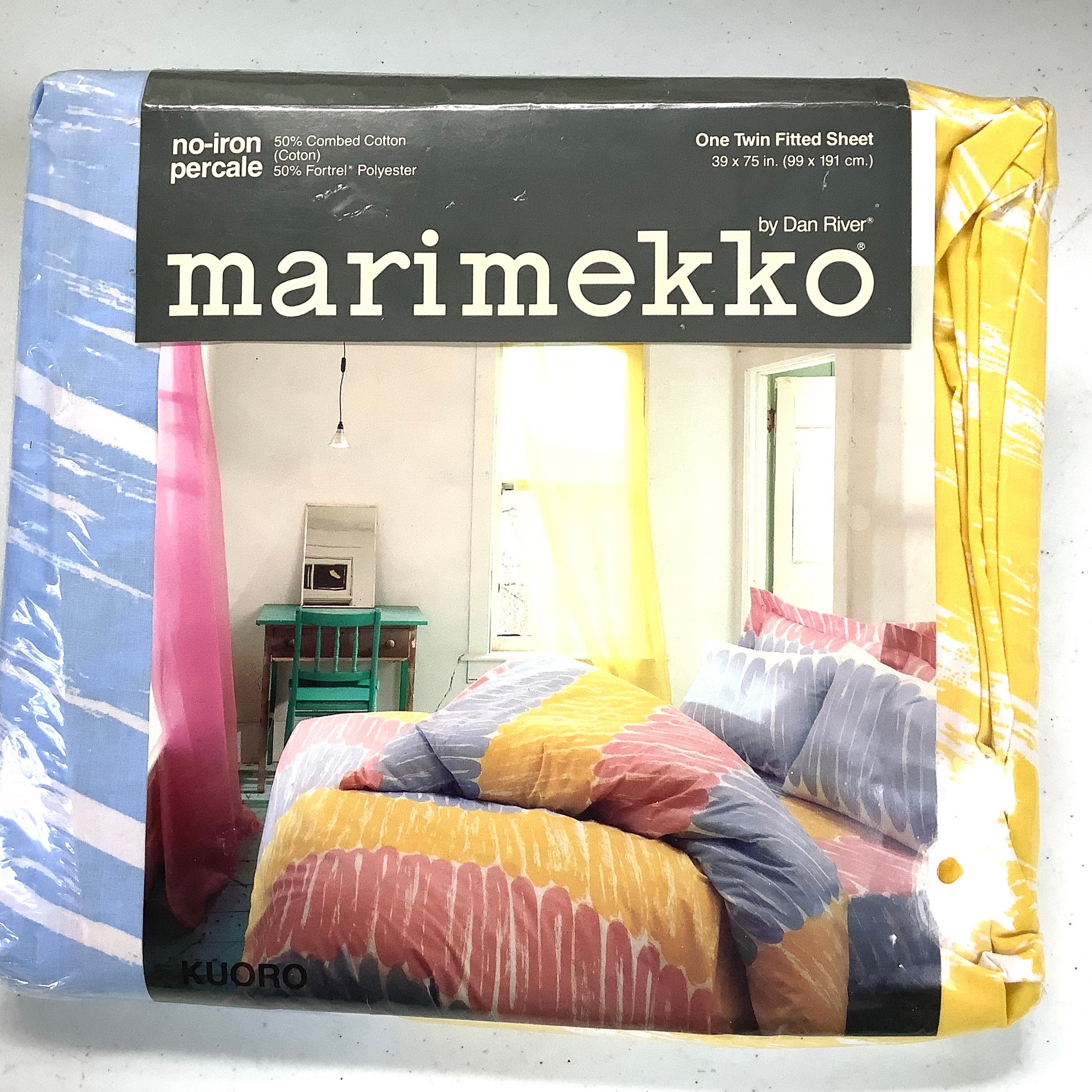 Vintage Mid 1980s NIP Marimekko Kuoro Pattern Twin Fitted Pastel