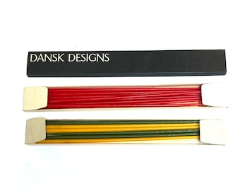 Vintage 1970s Choice of 2 Sets of Authentic Dansk Design 15 in Taper Candles/Red or Mixture Yellow and Green/Made in France/Mid Century Mod