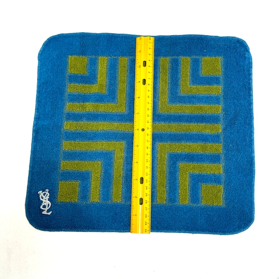 Vintage 1970s Yves Saint Laurent Fieldcrest Washcloth Blue and